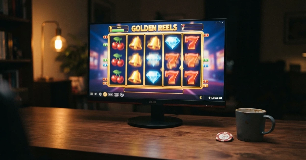 Interfaz de CasinoBarcelona.es en una pantalla de ordenador con el logo del operador y slots destacadas en la página principal