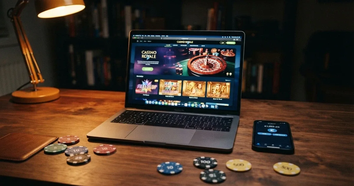 Collage de interfaces de casinos online con el logotipo de Litecoin y fichas de criptomoneda sobre un fondo oscuro
