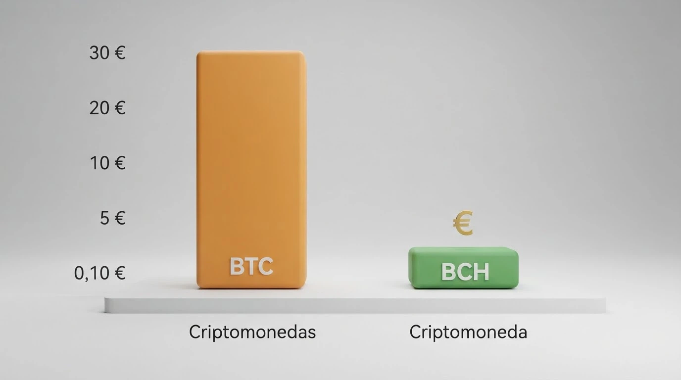 Gráfico comparativo del coste de transacción de Bitcoin Cash frente a Bitcoin en diferentes niveles de congestión de red