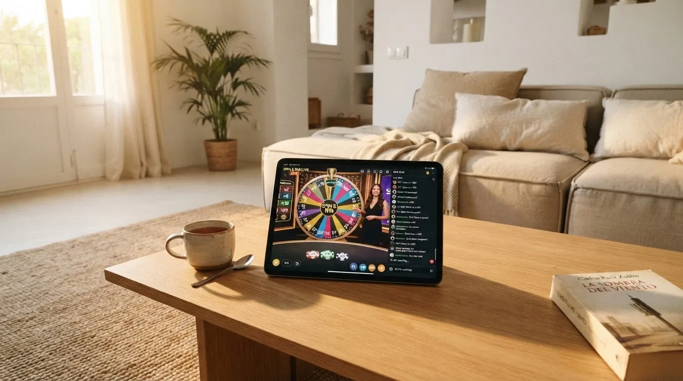 Composición con los logotipos de los principales operadores DGOJ analizados, ordenados sobre un fondo de casino en vivo