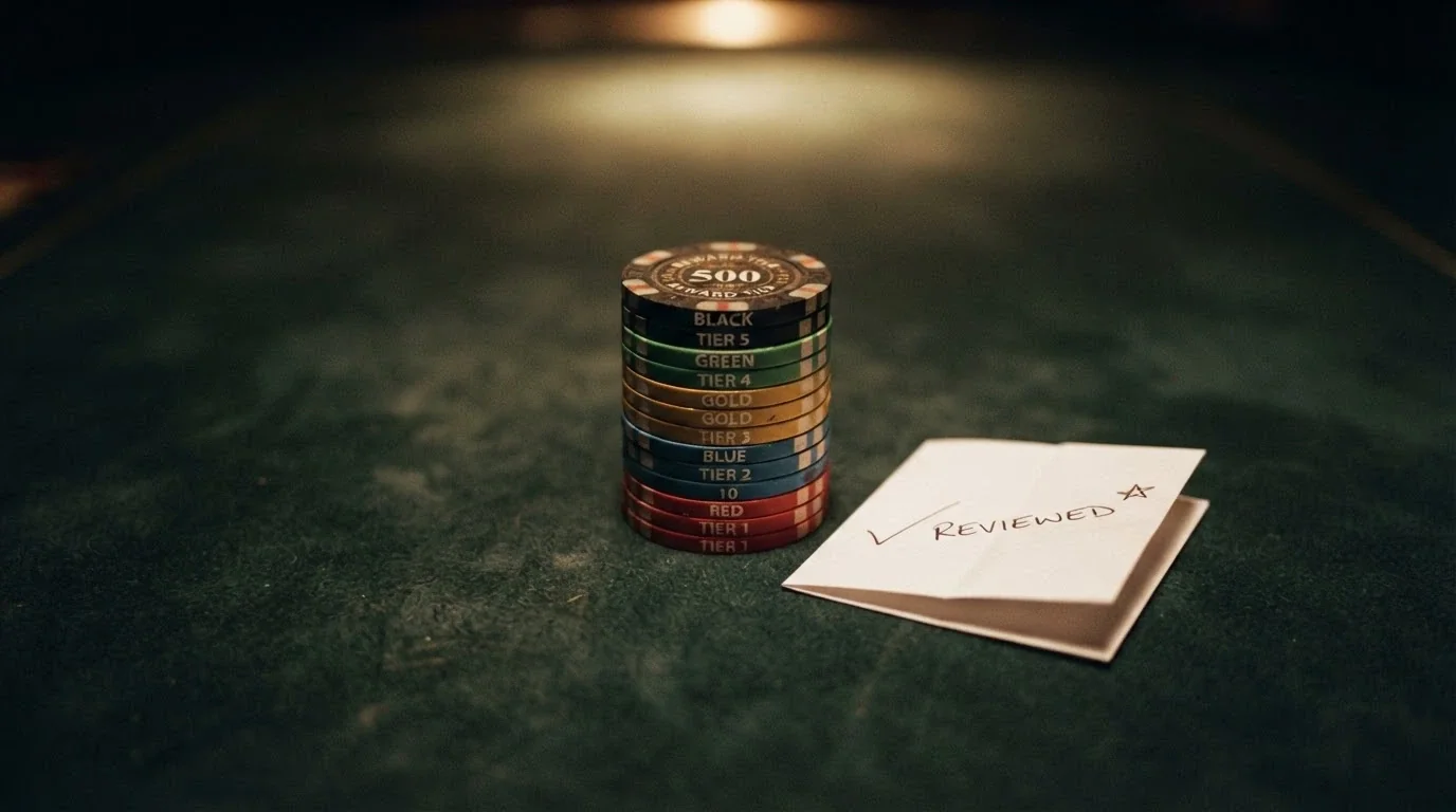 Columna de fichas de casino con los logotipos de los operadores revisados, ordenados según los criterios de la comparativa