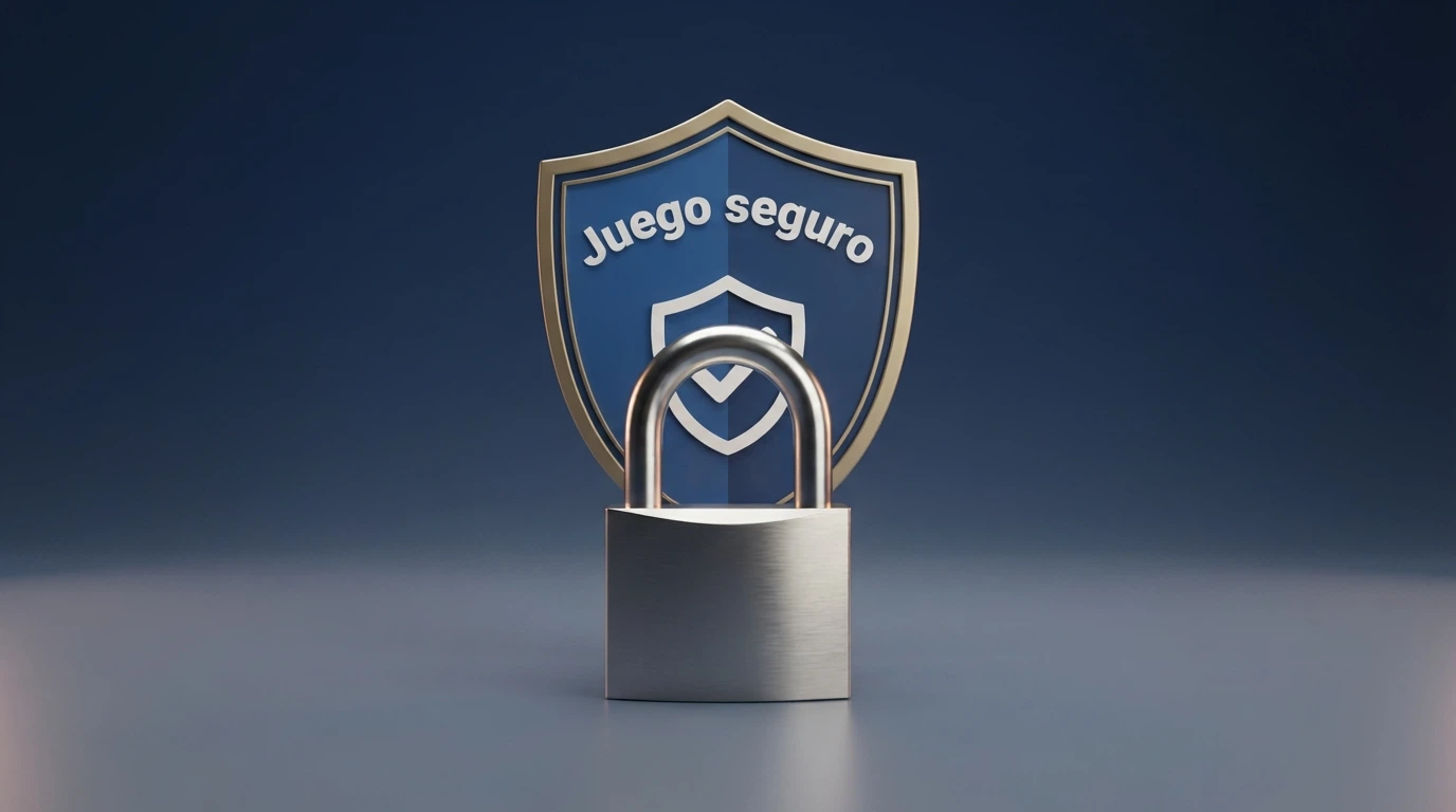 El logotipo de la DGOJ junto a un candado sobre un dominio .es, con el texto «Juego seguro» en español