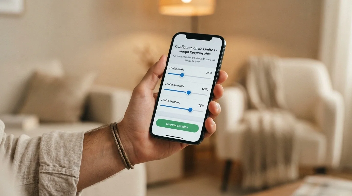 Panel de configuración de límites de depósito y autoexclusión en un casino online español