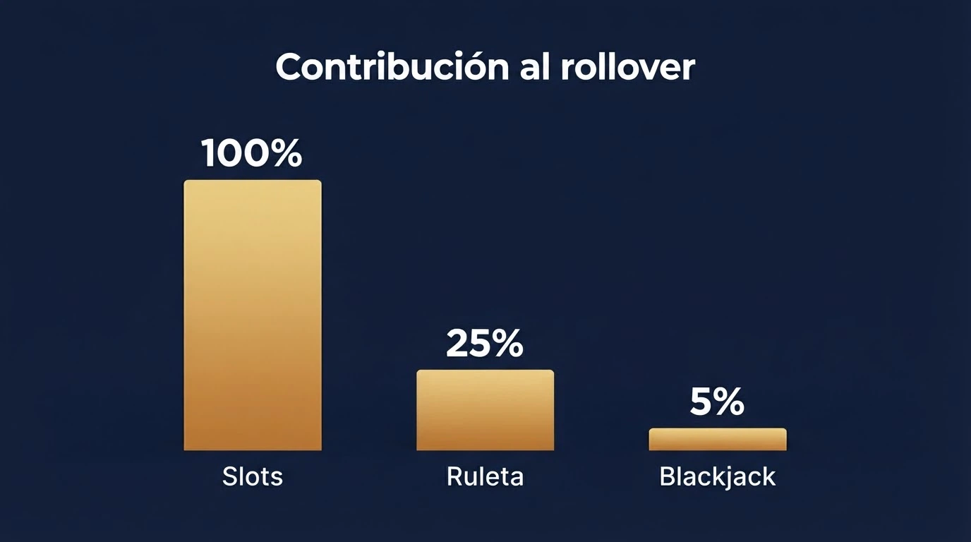 Una cuadrícula de pantallas de slots online con barras de porcentaje que muestran una contribución del 100% frente a una del 25% para la ruleta