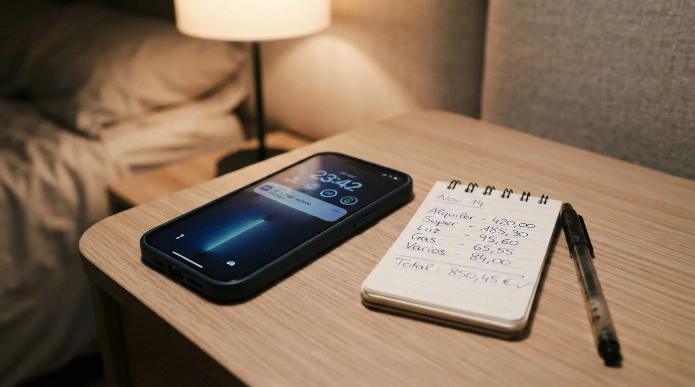 Primer plano de un móvil mostrando una notificación de ganancias por tiradas gratis junto a una calculadora